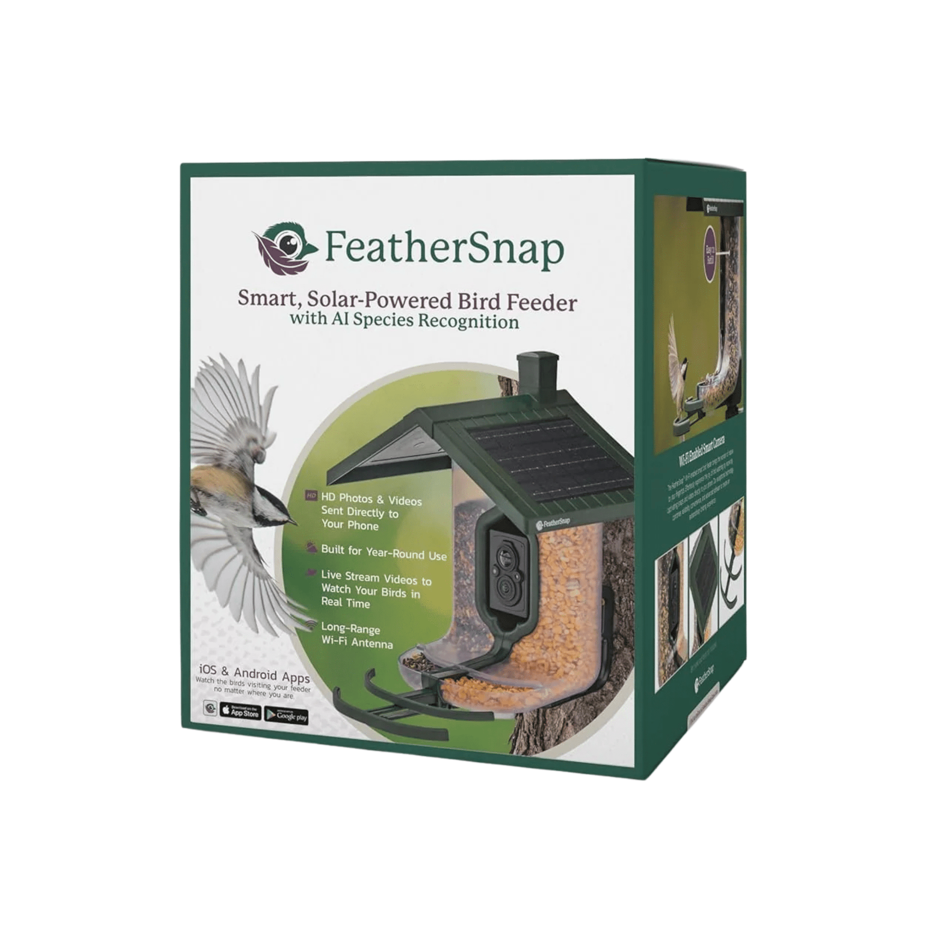 FeatherSnap Scout WiFi Solar Powered Smart Bird Feeder - Green by Lenny's Shoe & Apparel