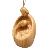 Modern Style Nativity Scene Ornament - Olive Wood - 3 Inch