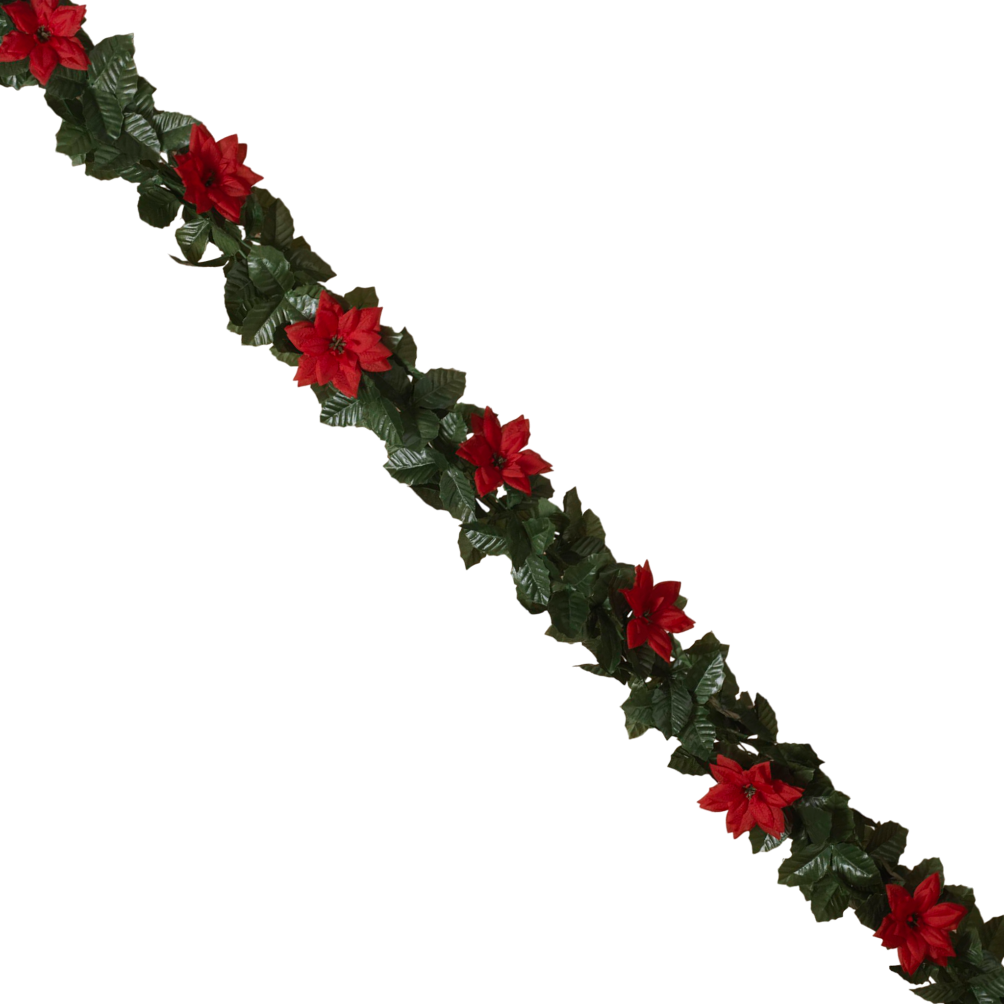 Poinsettia and Holly 20" Chain Garland -