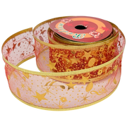 Sheer Wire-edged 2 inch Ribbon - 27 Feet - Red