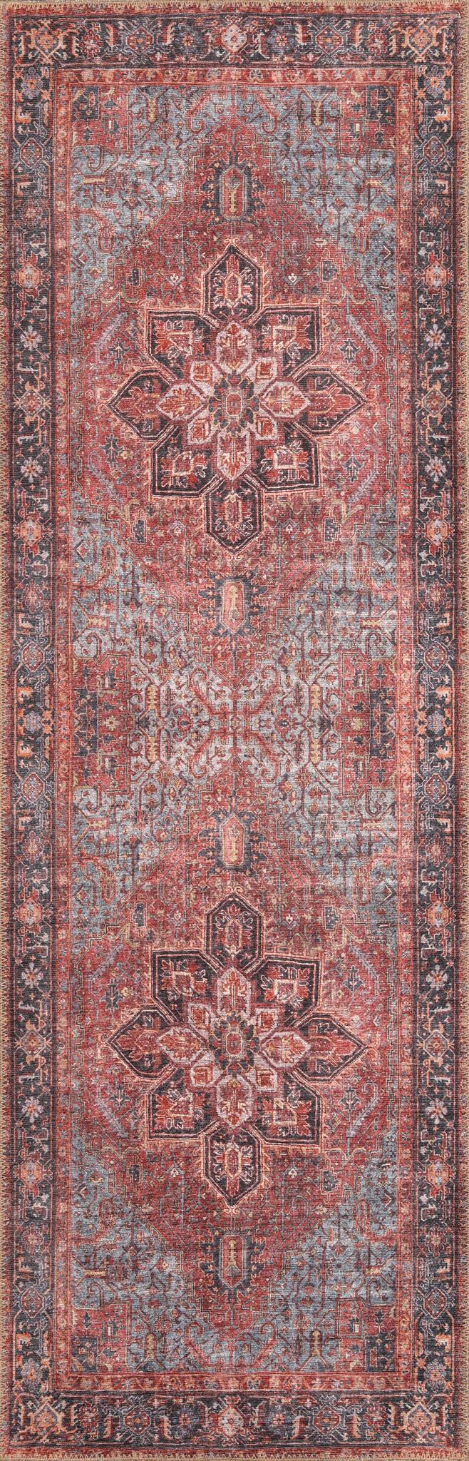 London Anna Red Washable Rug 5' x 7'6" by Homeportonline