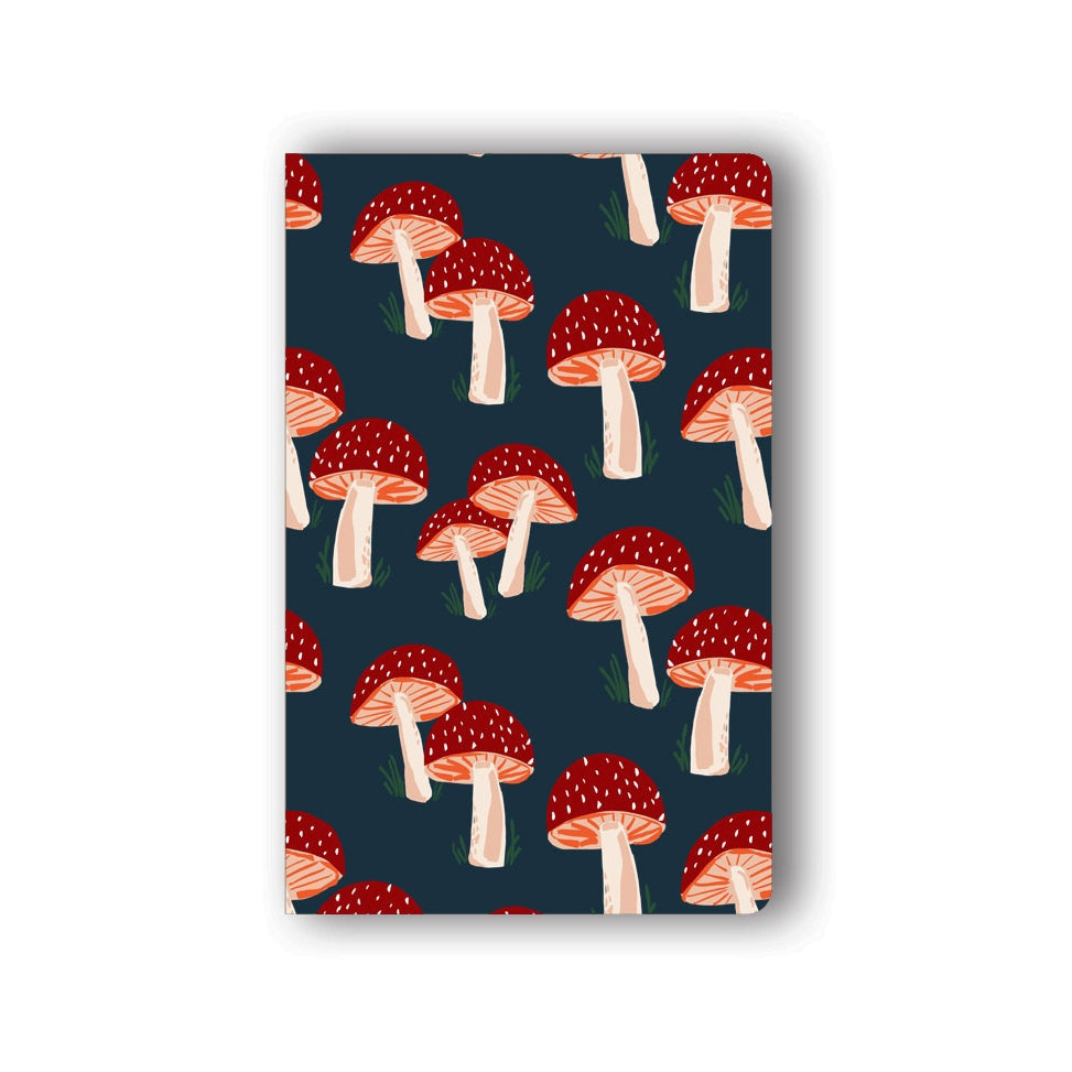 Navy Mushrooms Layflat Notebook by Wild Lark