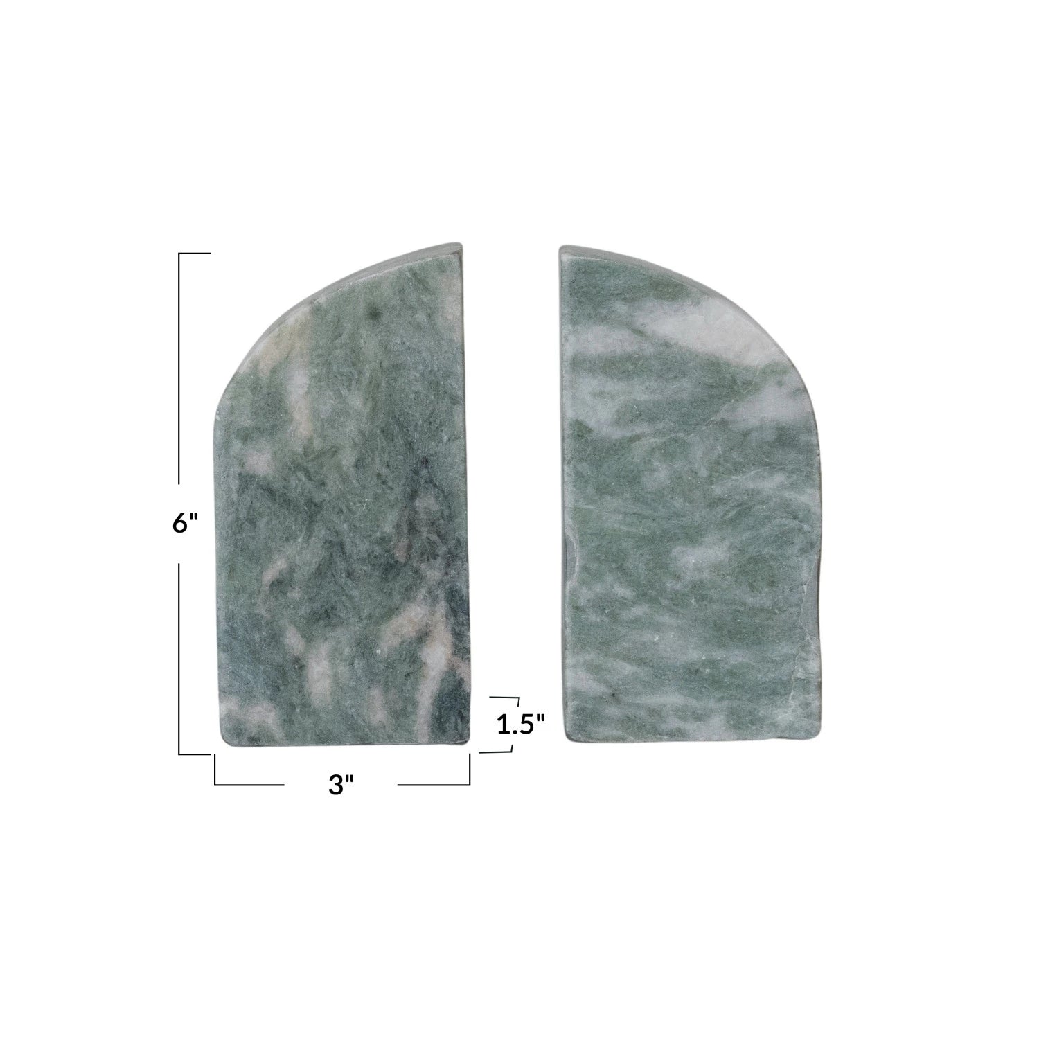 Bookends Marble Green Melange 6"h (Sold as Pair) by Homeportonline