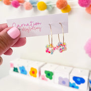 Confetti Resin Earrings - Flower Hoops