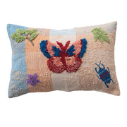 Pillow Butterfly Lumbar Woven w/ Tufting and Embroidery Multi Color 24"W 16"H by Homeportonline