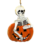 Bones and Jack-O'-Lantern Wooden Ornament
