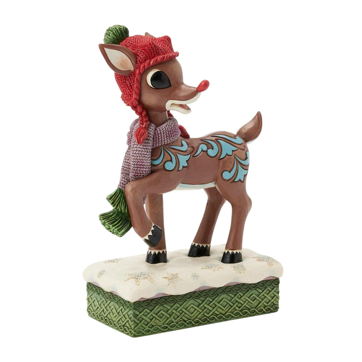 Rudolph Wearing a Knit Hat Figurine