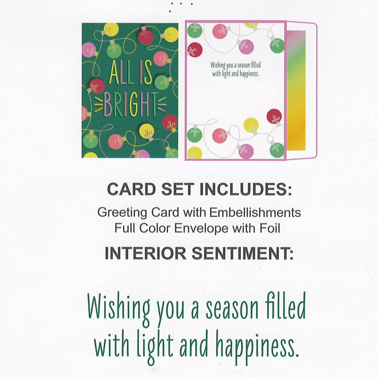 All Is Bright Light String Card