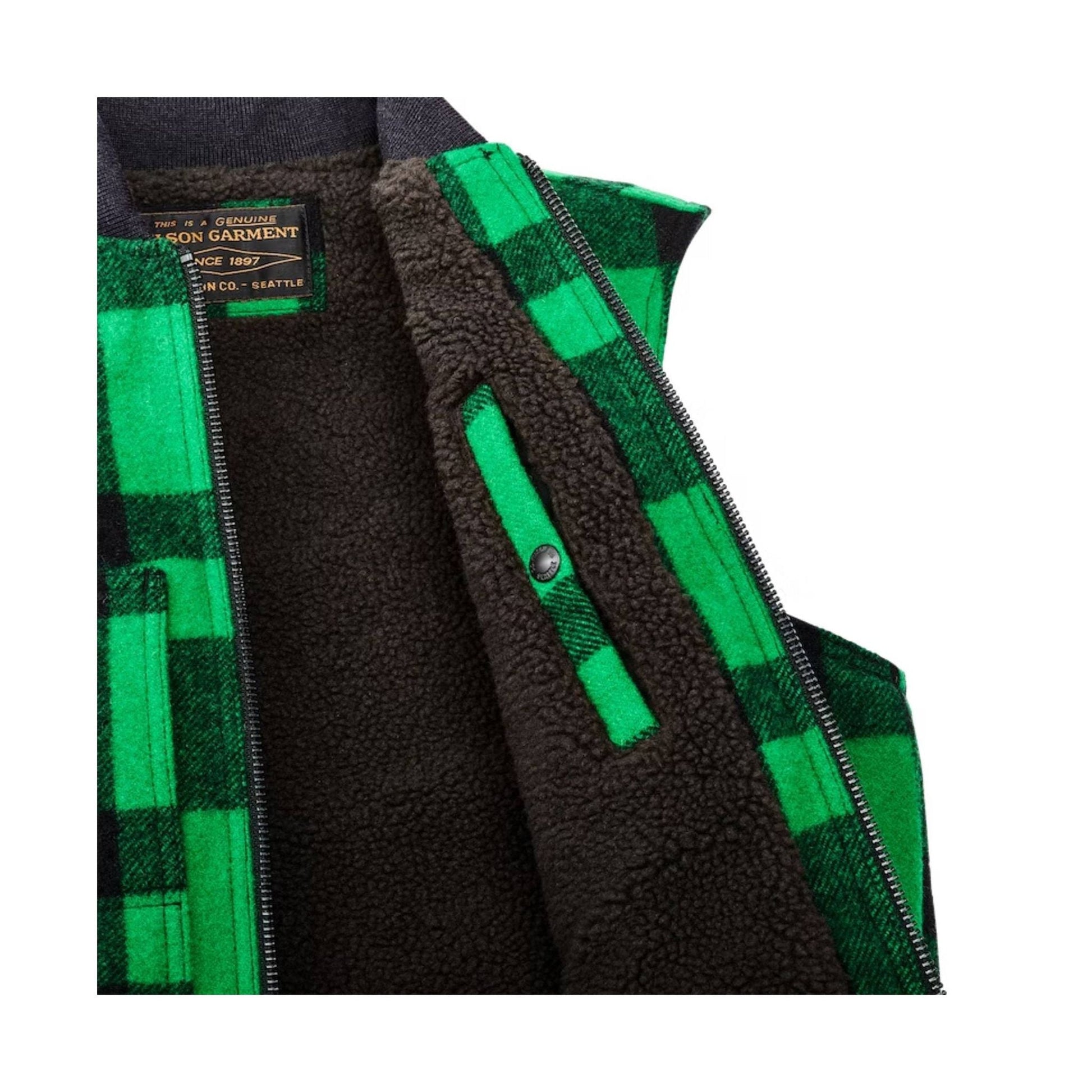 Filson Lined Mackinaw Wool Work Vest - Acid Green Black by Lenny's Shoe & Apparel