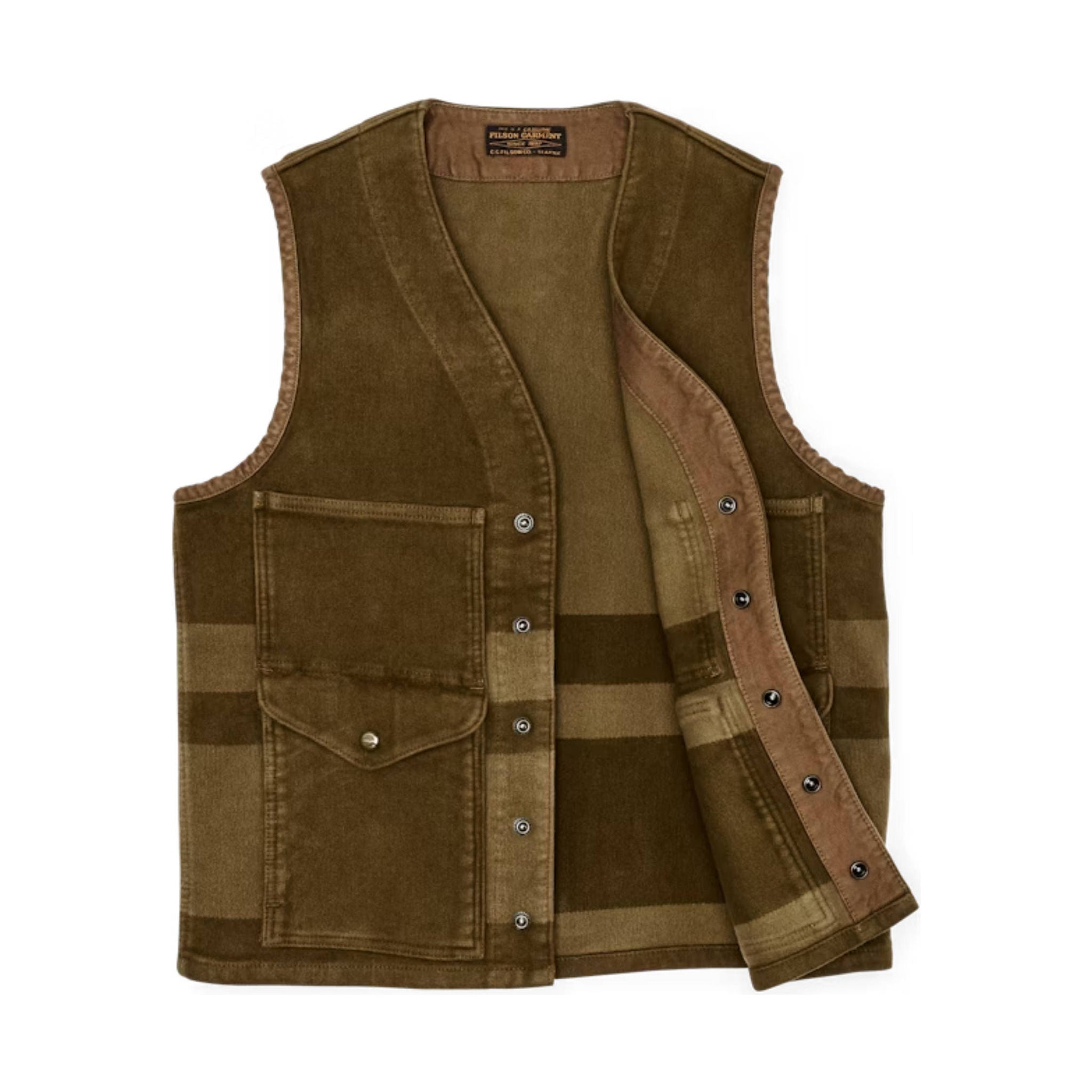Filson Men's Beartooth Cruiser Vest - Marsh Olive Stripe by Lenny's Shoe & Apparel