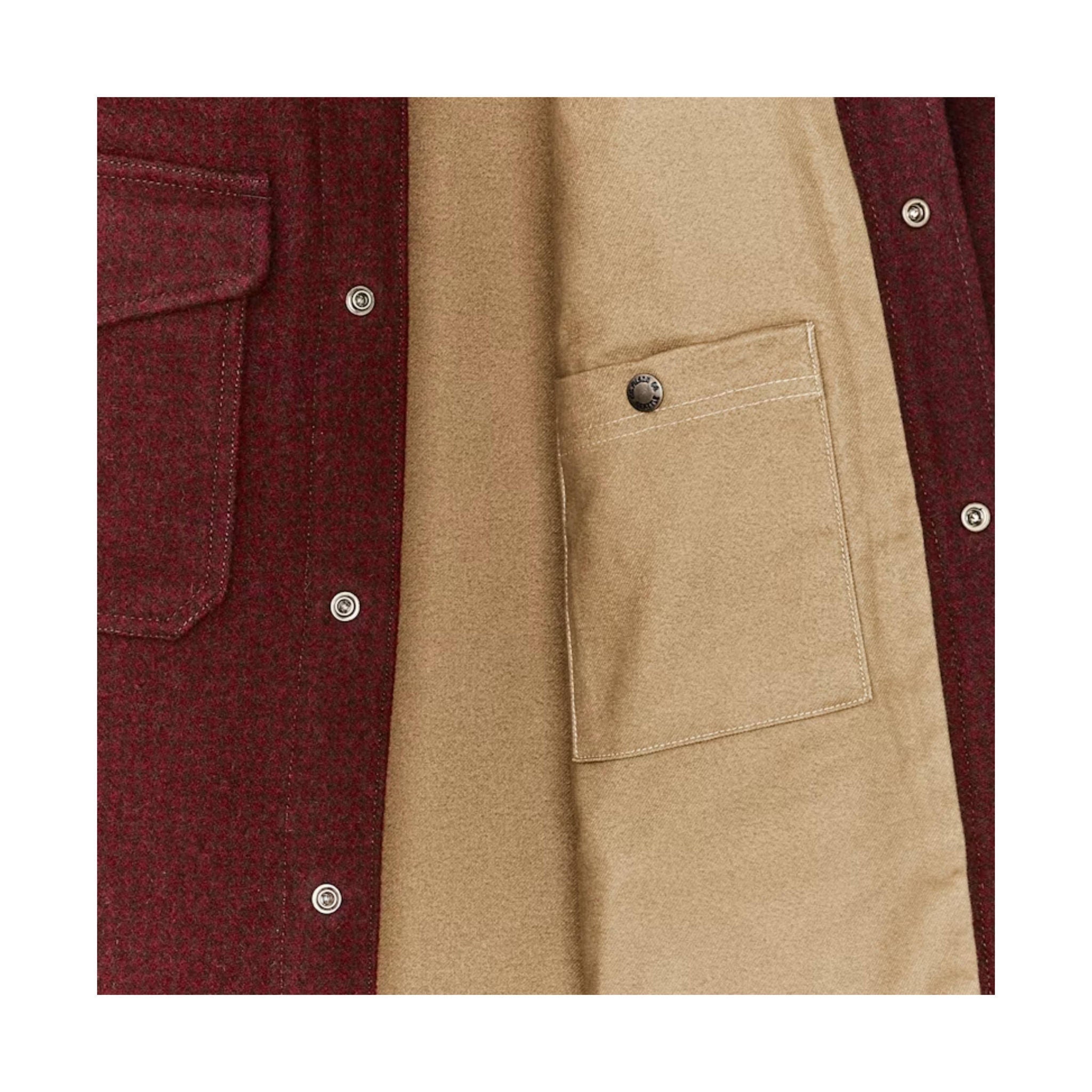 Filson Men's Lined Mackinaw Wool Jac Shirt - Dark Red/ Black Houndstooth by Lenny's Shoe & Apparel