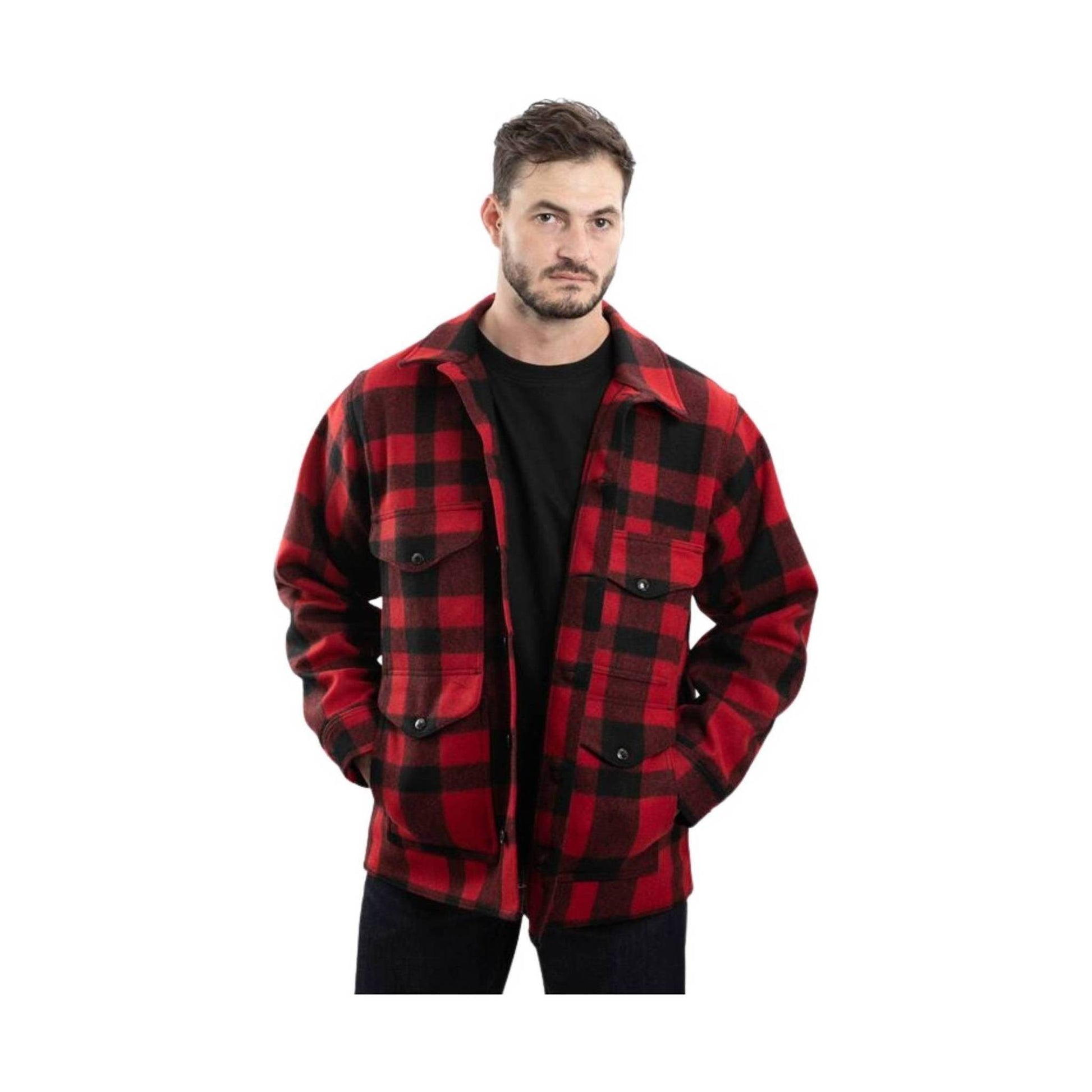 Filson Men's Mackinaw Wool Cruiser - Red/Black Plaid by Lenny's Shoe & Apparel