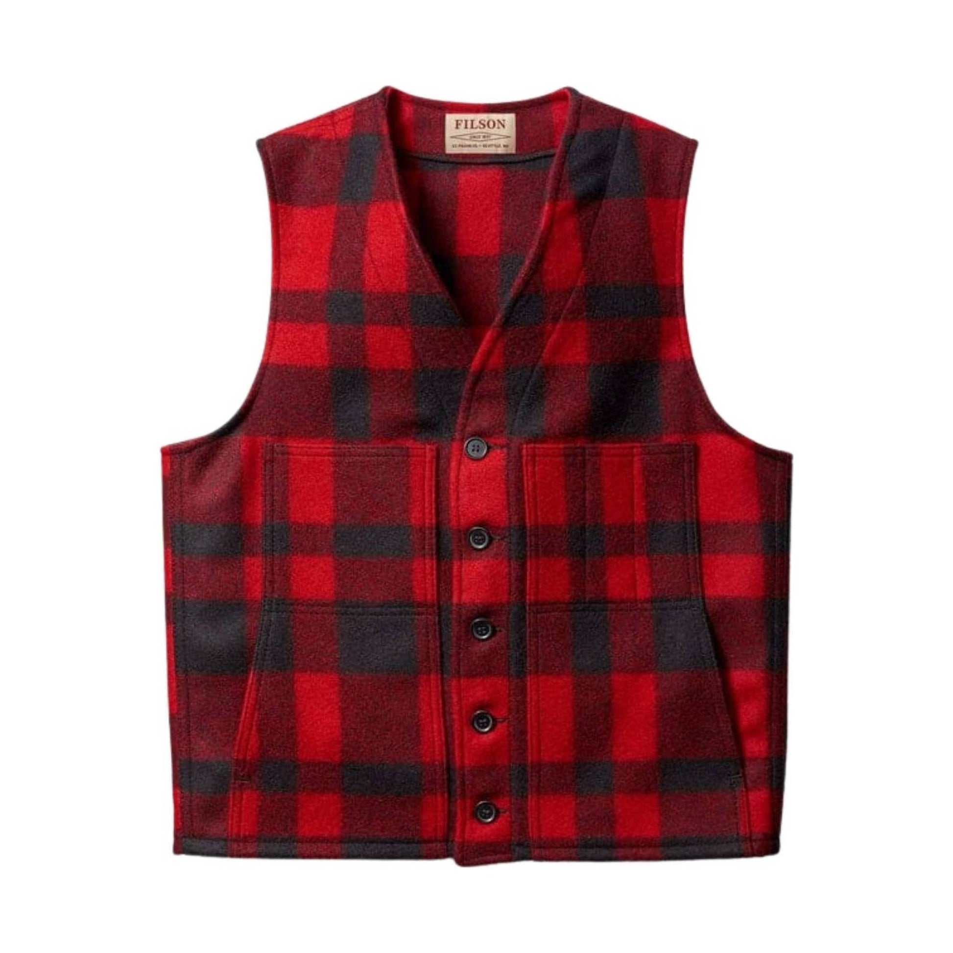 Filson Men's Mackinaw Wool Vest - Red/Black by Lenny's Shoe & Apparel