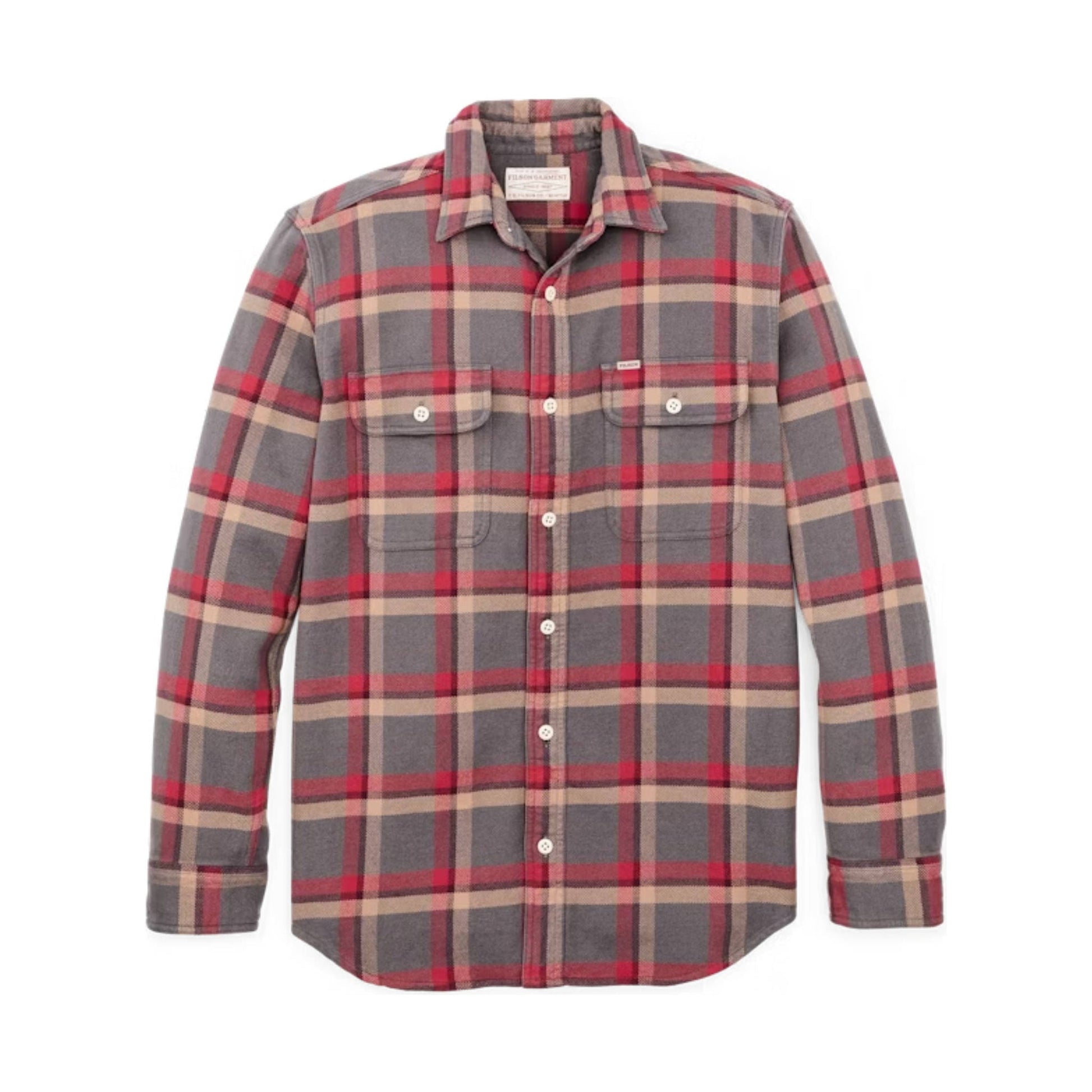 Filson Men's Vintage Flannel Work Shirt - Gray Red Multi Plaid by Lenny's Shoe & Apparel