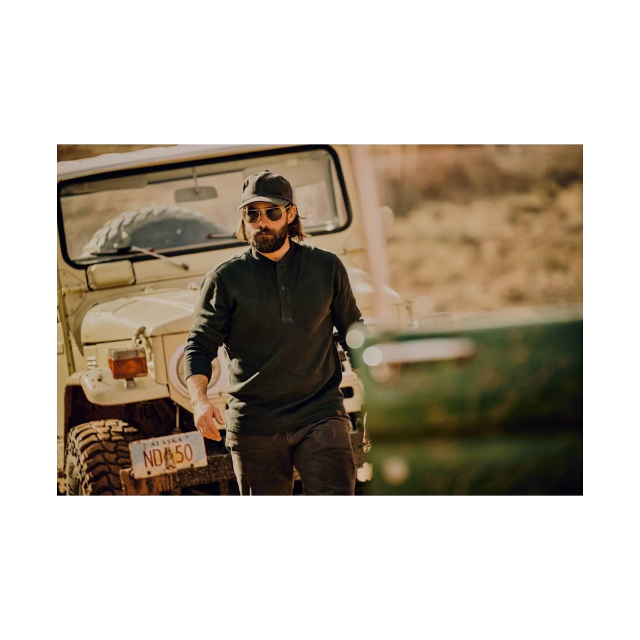 Filson Men's Waffle Knit Henley - Faded Black by Lenny's Shoe & Apparel