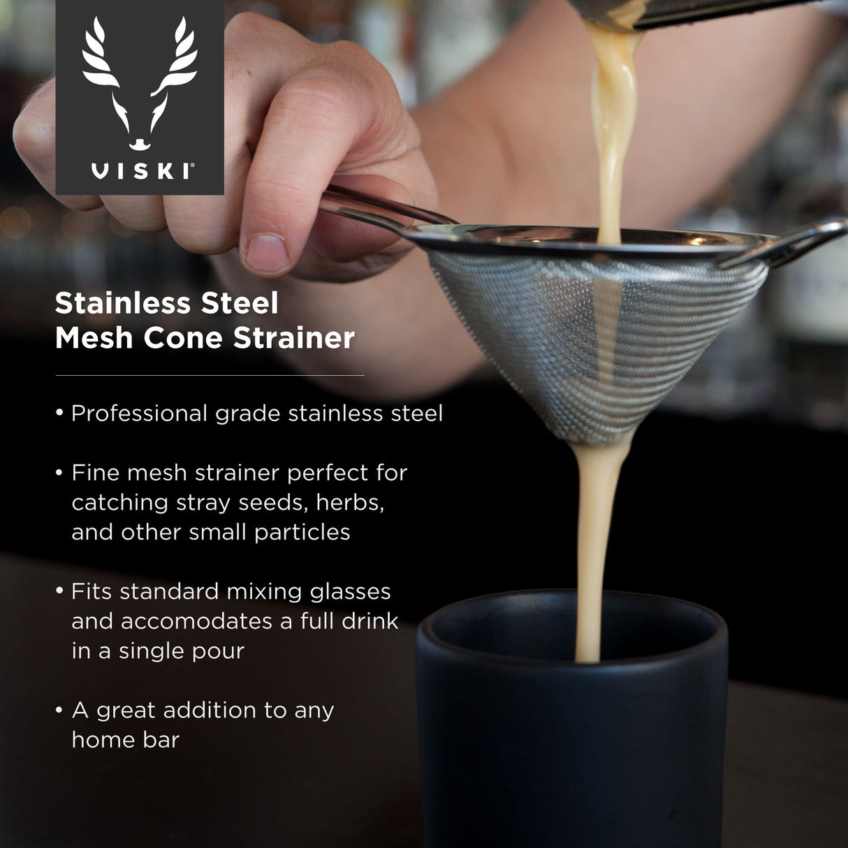 Cocktail Strainer - Harrison Screen Mesh Cone Metal Stainless Steel by Homeportonline