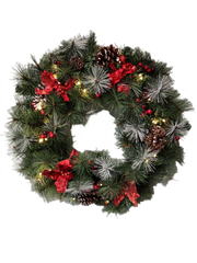 Lighted Poinsettia Wreath - 30 Inch