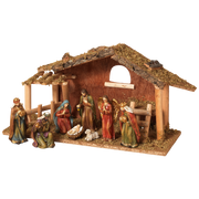 Golden-Touch Resin Nativity Scene with Moss Stable