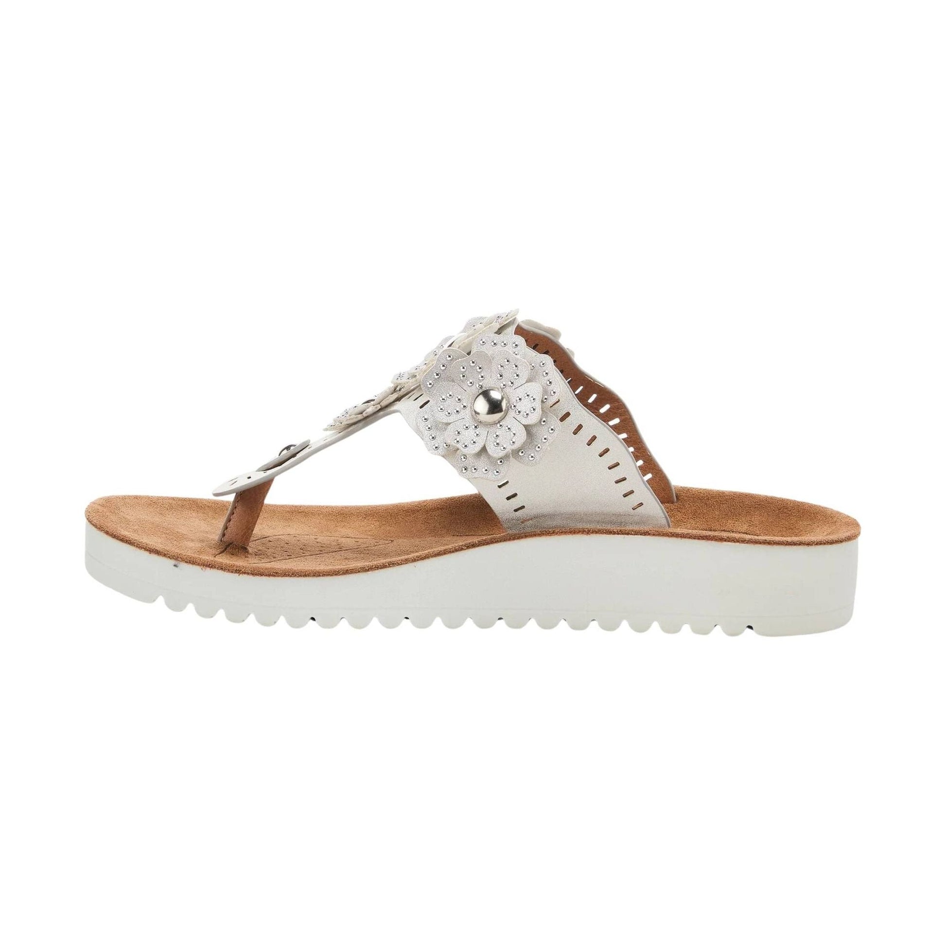 Flexus Women's Bayview Thong Sandals - Silver/White by Lenny's Shoe & Apparel