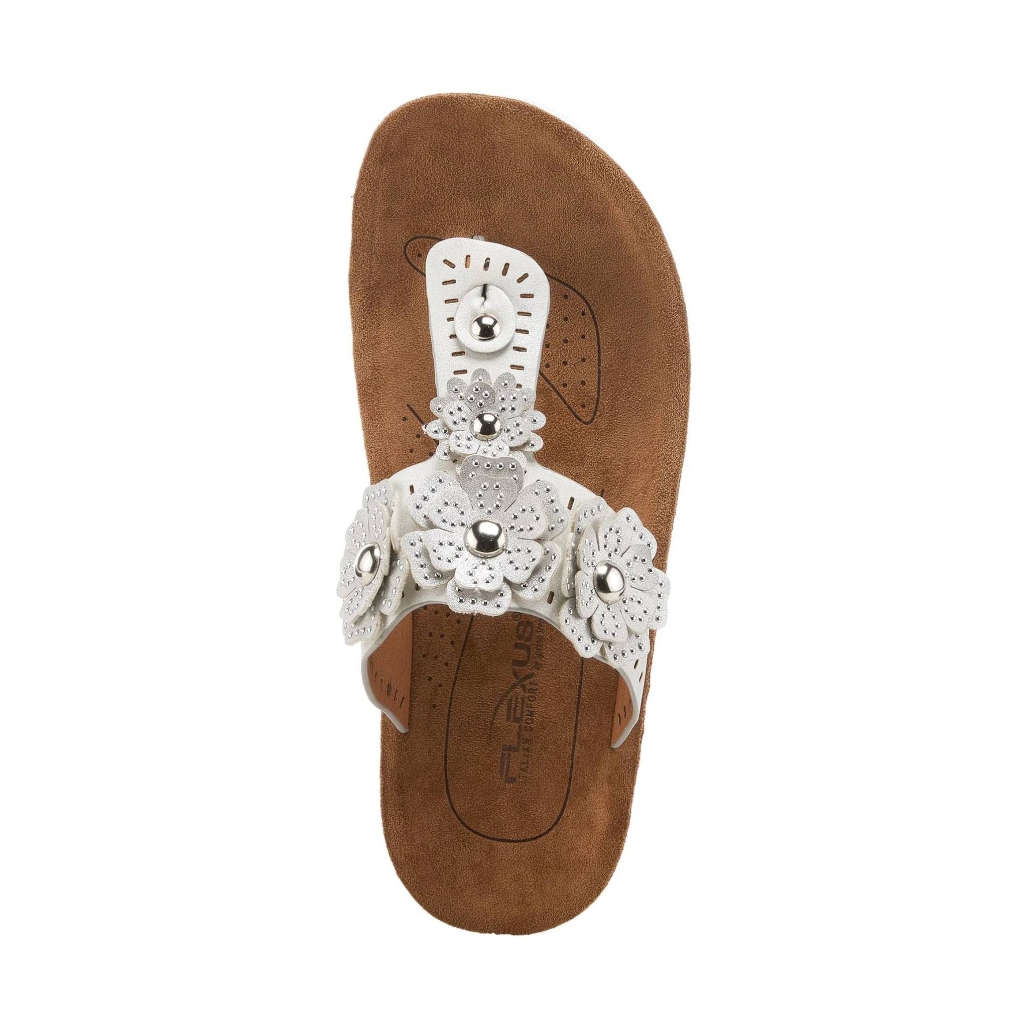 Flexus Women's Bayview Thong Sandals - Silver/White by Lenny's Shoe & Apparel