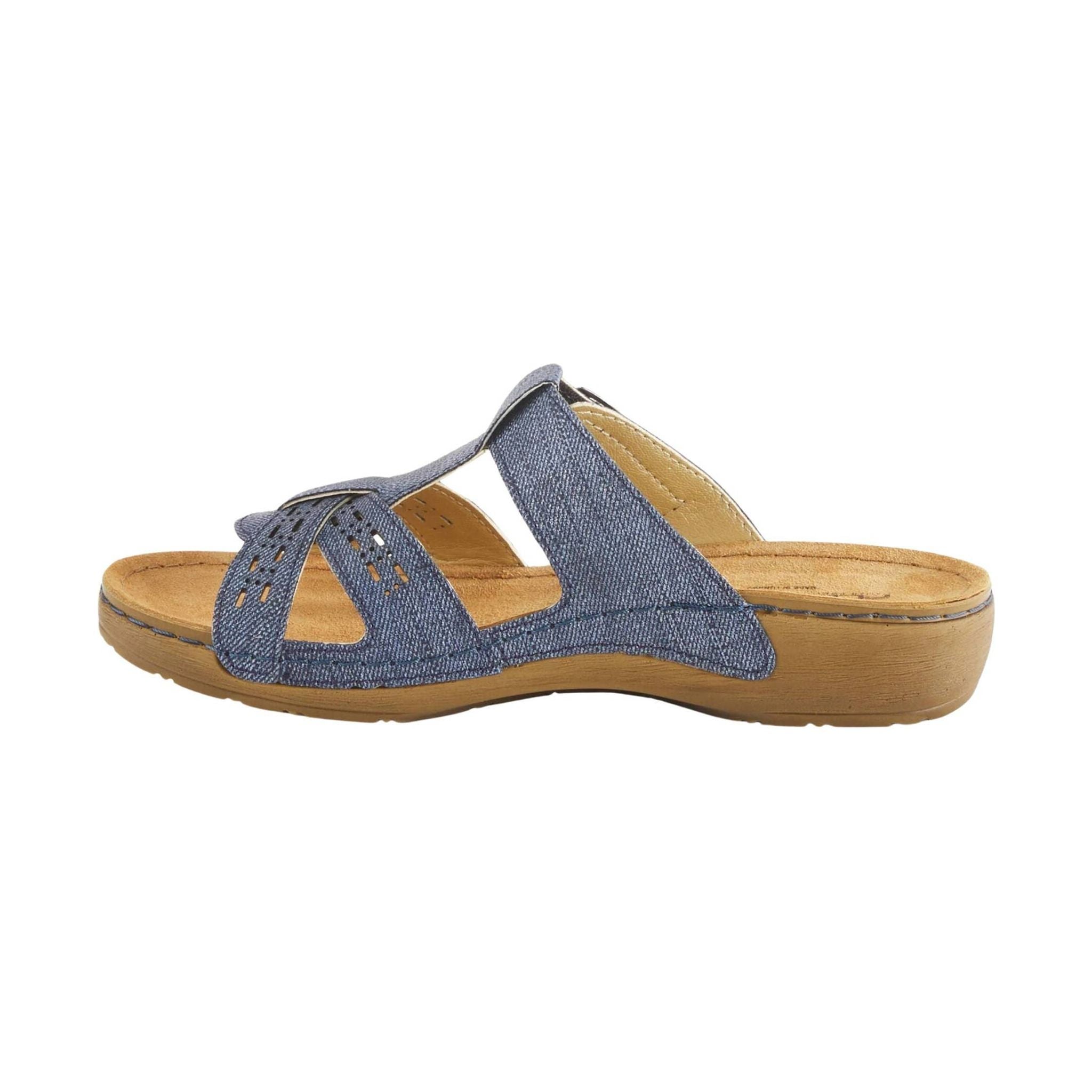 Flexus Women's Nery Jeans Slide Sandals - Navy by Lenny's Shoe & Apparel