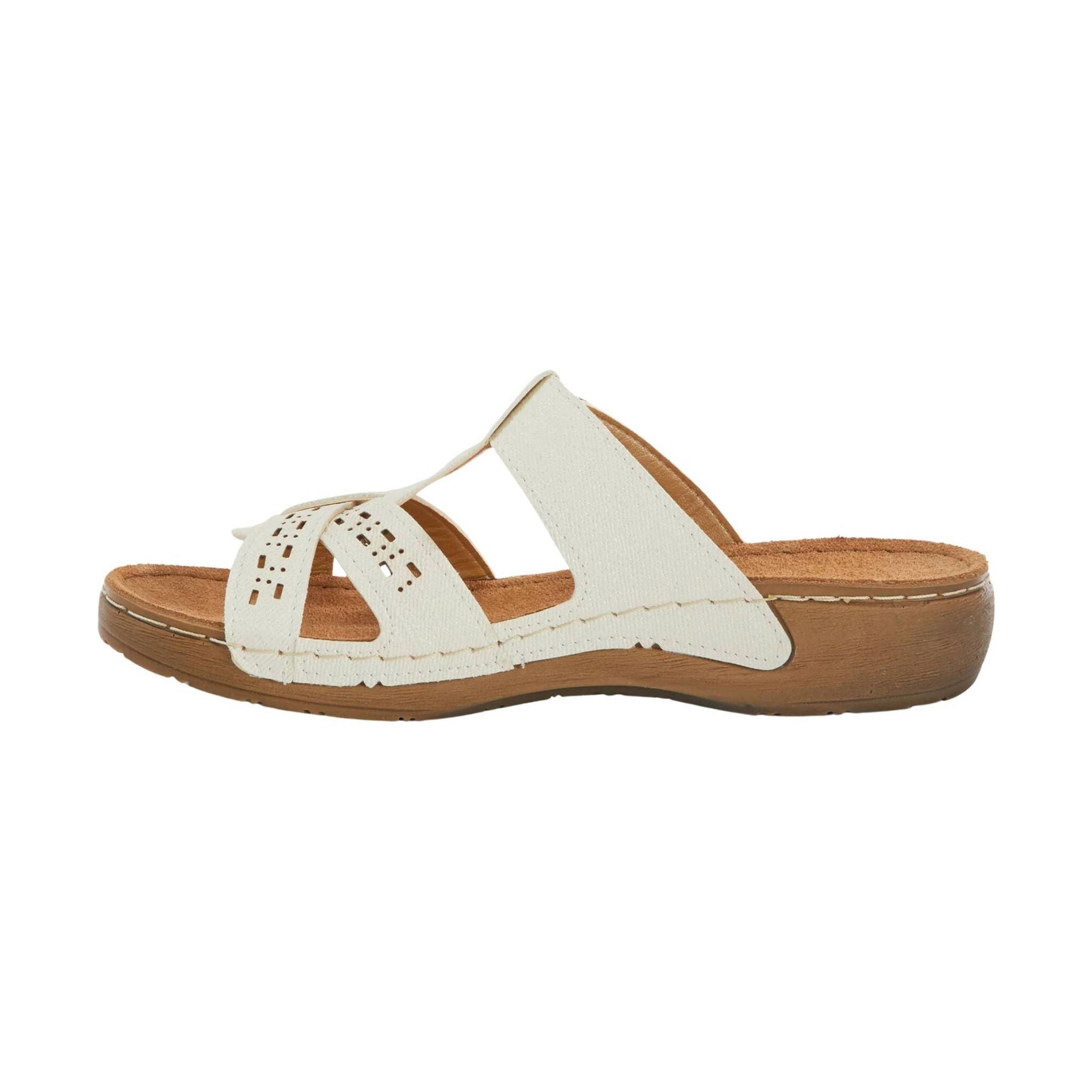 Flexus Women's Nery Jeans Slide Sandals - White by Lenny's Shoe & Apparel