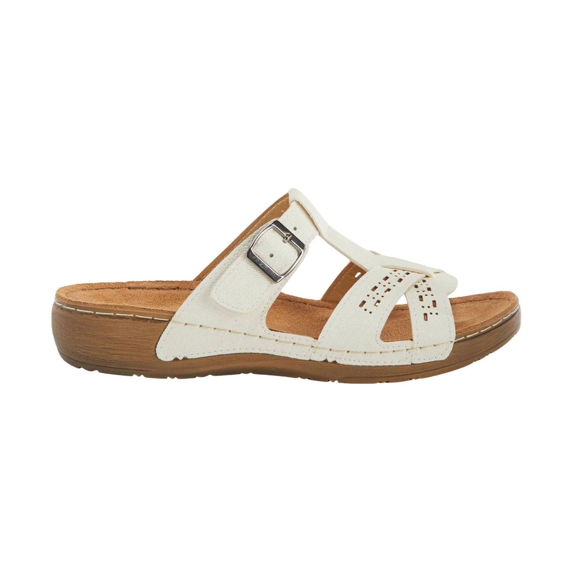 Flexus Women's Nery Jeans Slide Sandals - White by Lenny's Shoe & Apparel