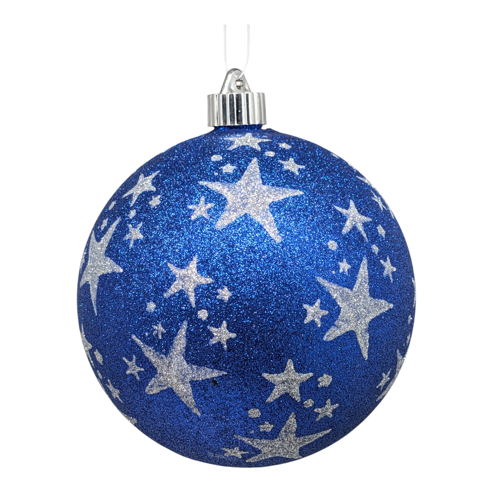 4.75" (120mm) Commercial Shatterproof Ball Ornament - Dark Blue with Stars