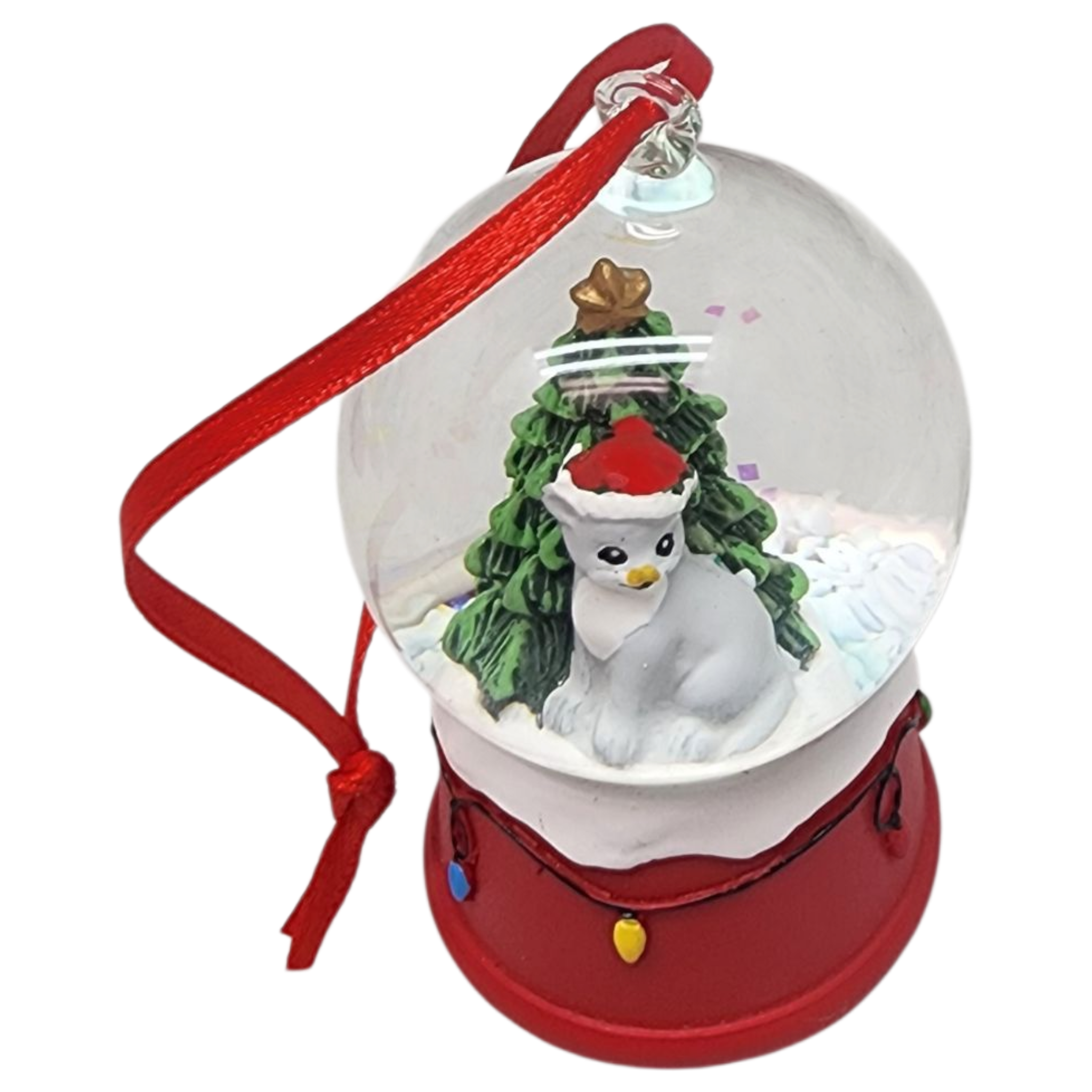 Charming Kitty Snow Globe Ornament - Grey Cat