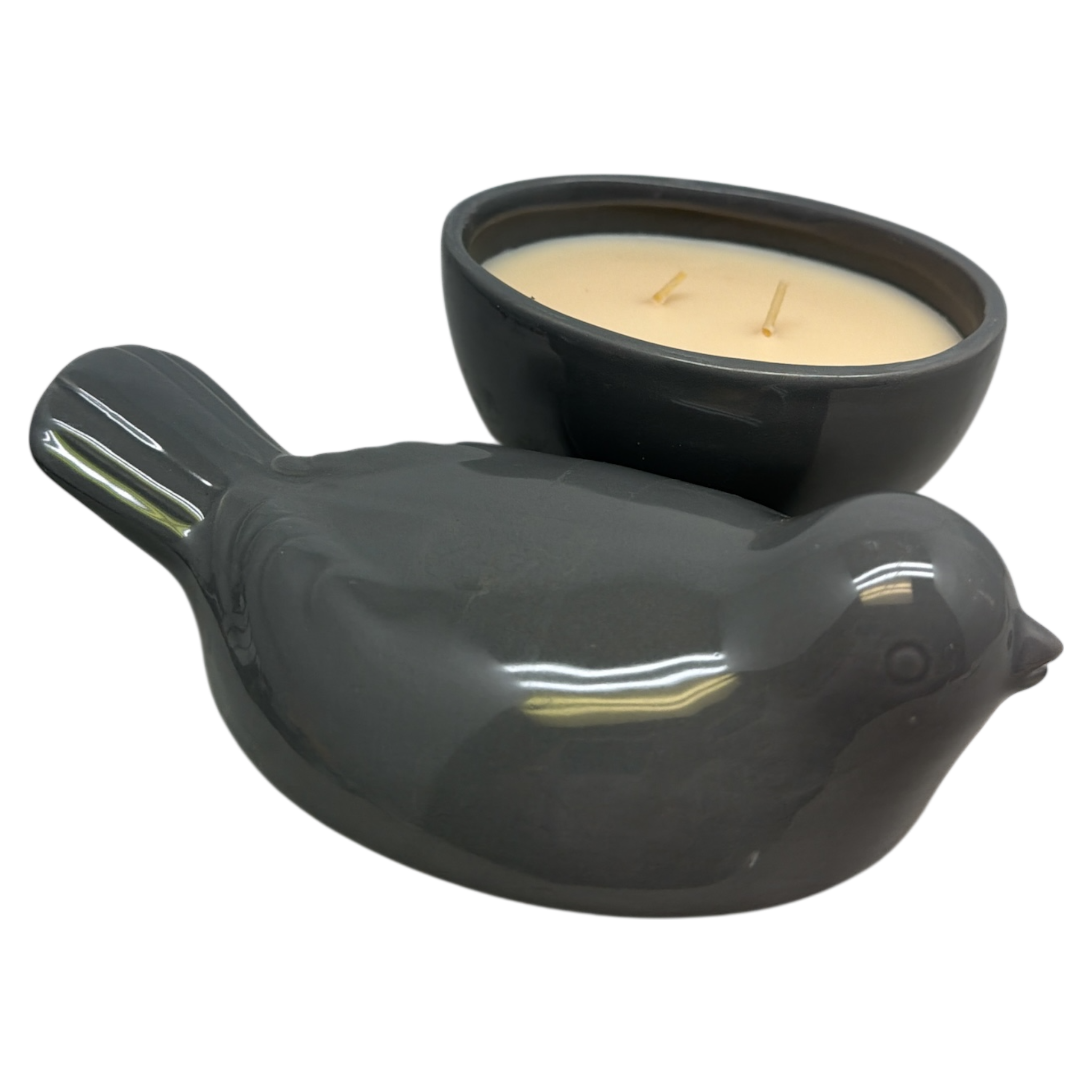 Bird Covered Candle Dish - Volcano