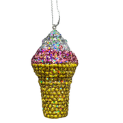 Bedazzled Ice Cream Cone Ornament - Delightfully Cool