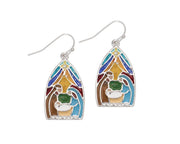 Stained Glass Nativity Scene Earrings
