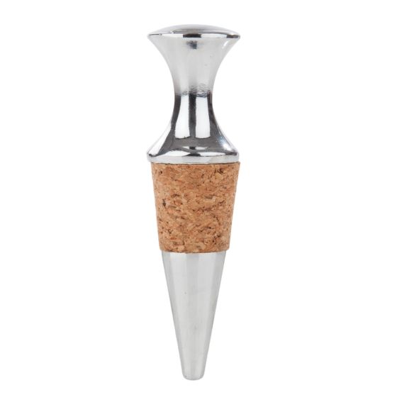 Wine Bottle Stopper Chrome Metal & Cork Monarch by Homeportonline