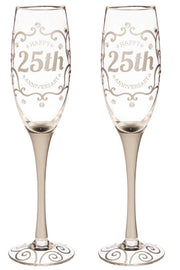25th Anniversary Champagne Flutes - Set of 2