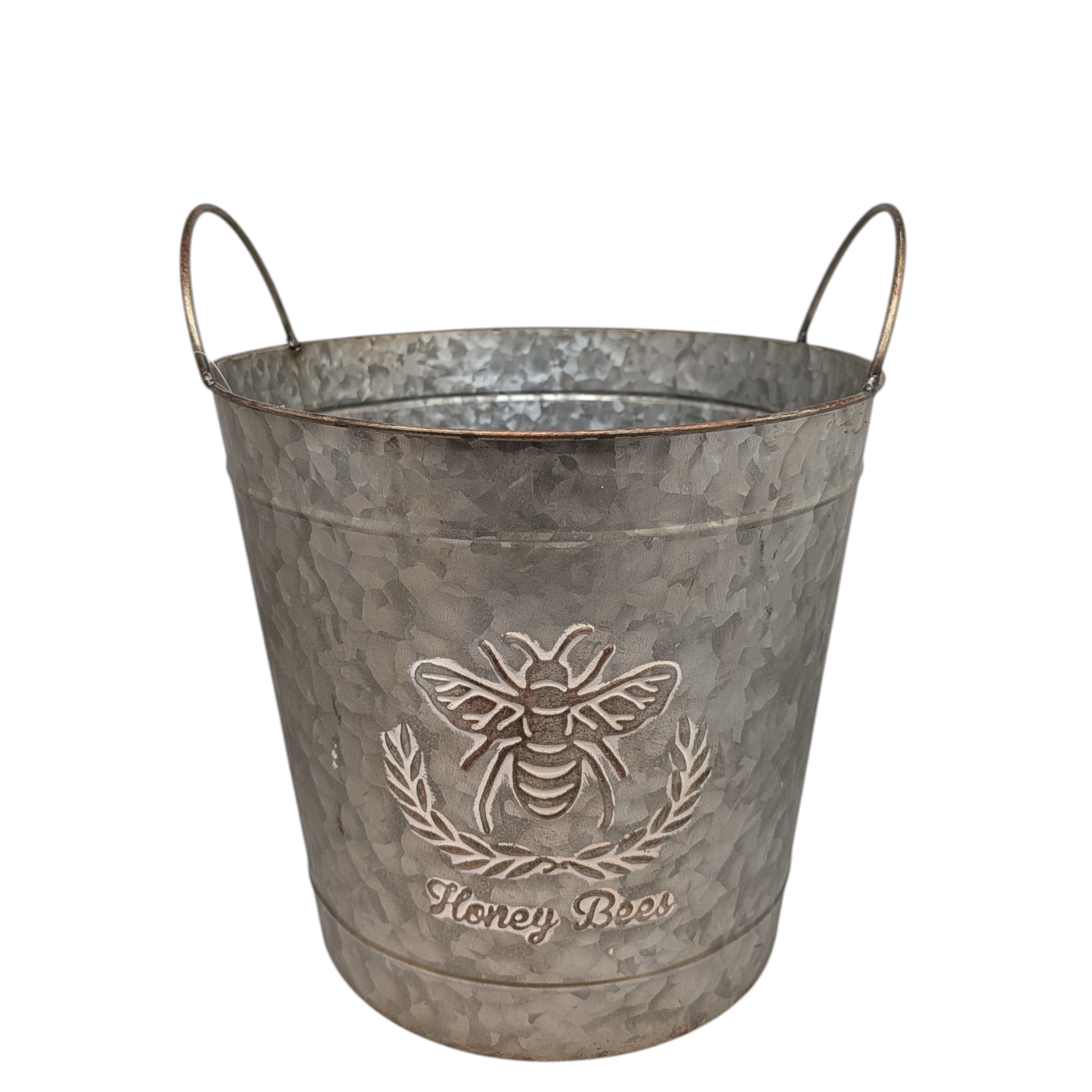 Honey Bee Embossed Galvanized Bucket -