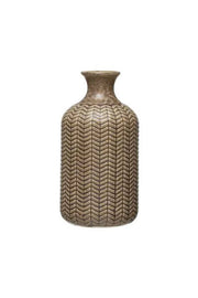 Vase Embossed Stoneware Reactive Glaze Olive Green 5.5" High Medium by Homeportonline