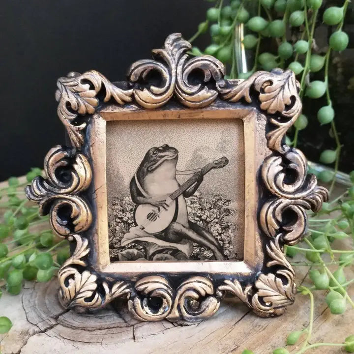 Mini Vintage Framed Print Raccoon, Frog, Anglerfish, & Ghost
