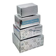 4 Piece Treat Tower Interlocking Gift Boxes - Silver