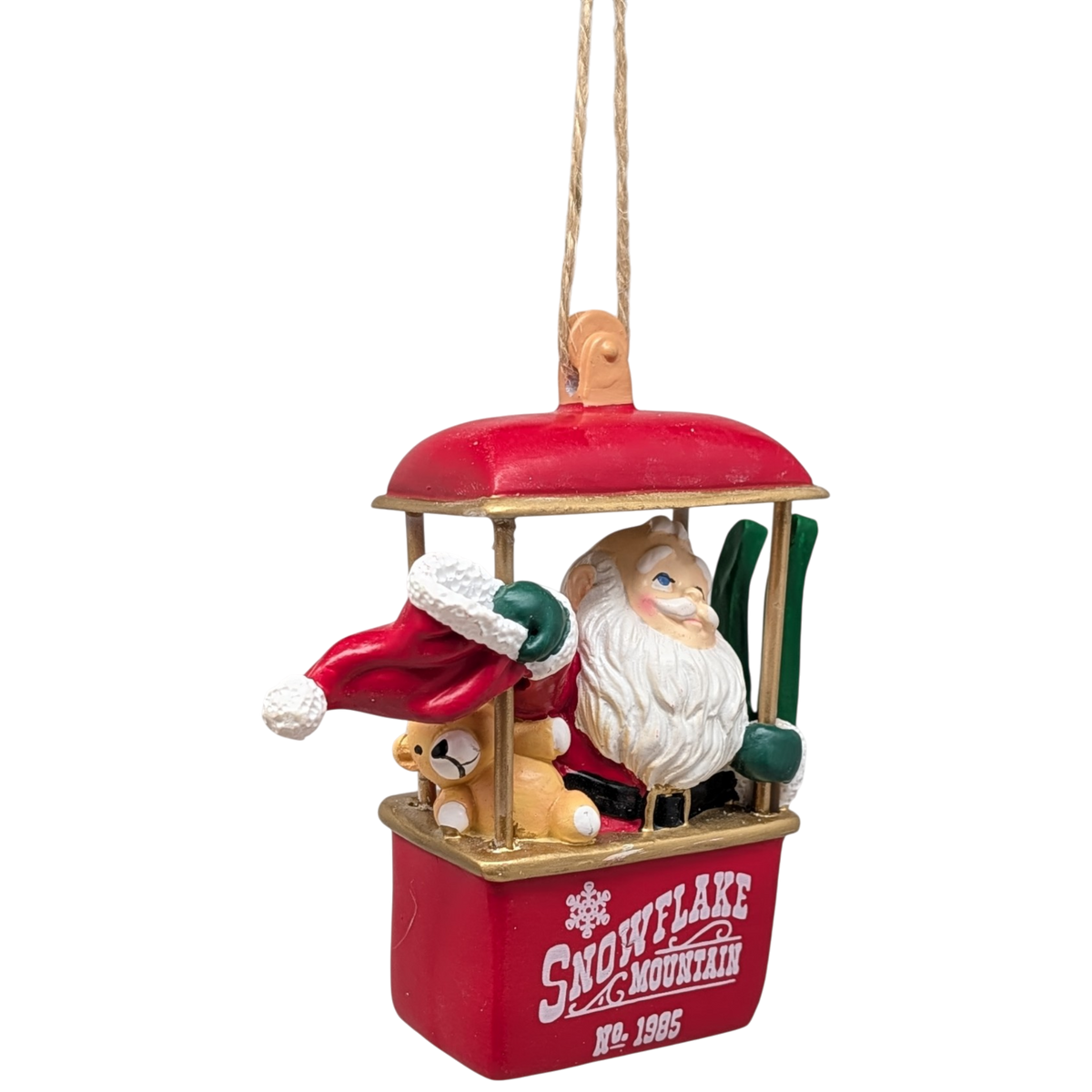 Santa's Ski Gondola Ornament - Red