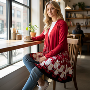 Santa Long Sleeve Open Front Draped Cardigan -