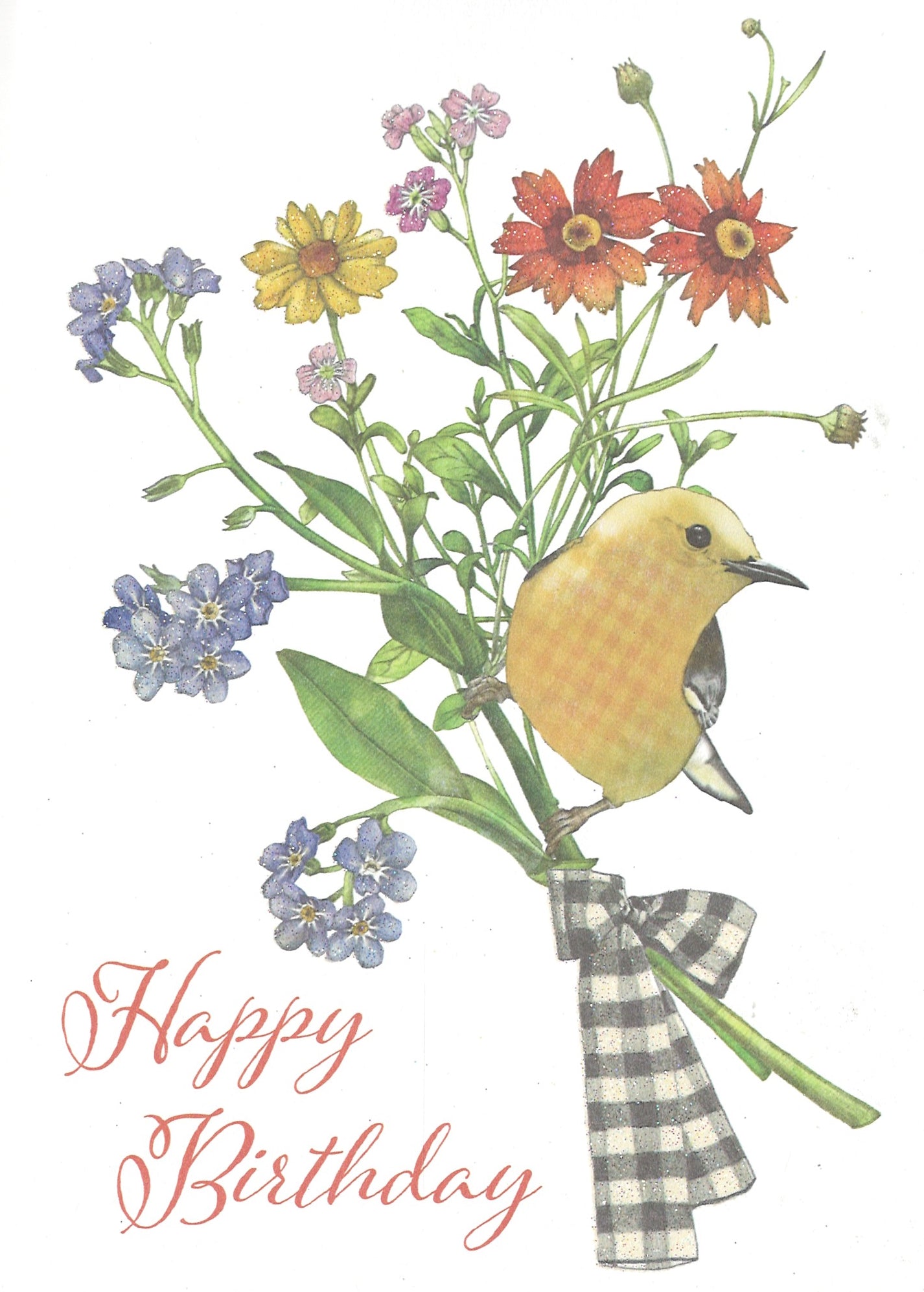 Wildflower Songbird Birthday Card  - Birthday Card