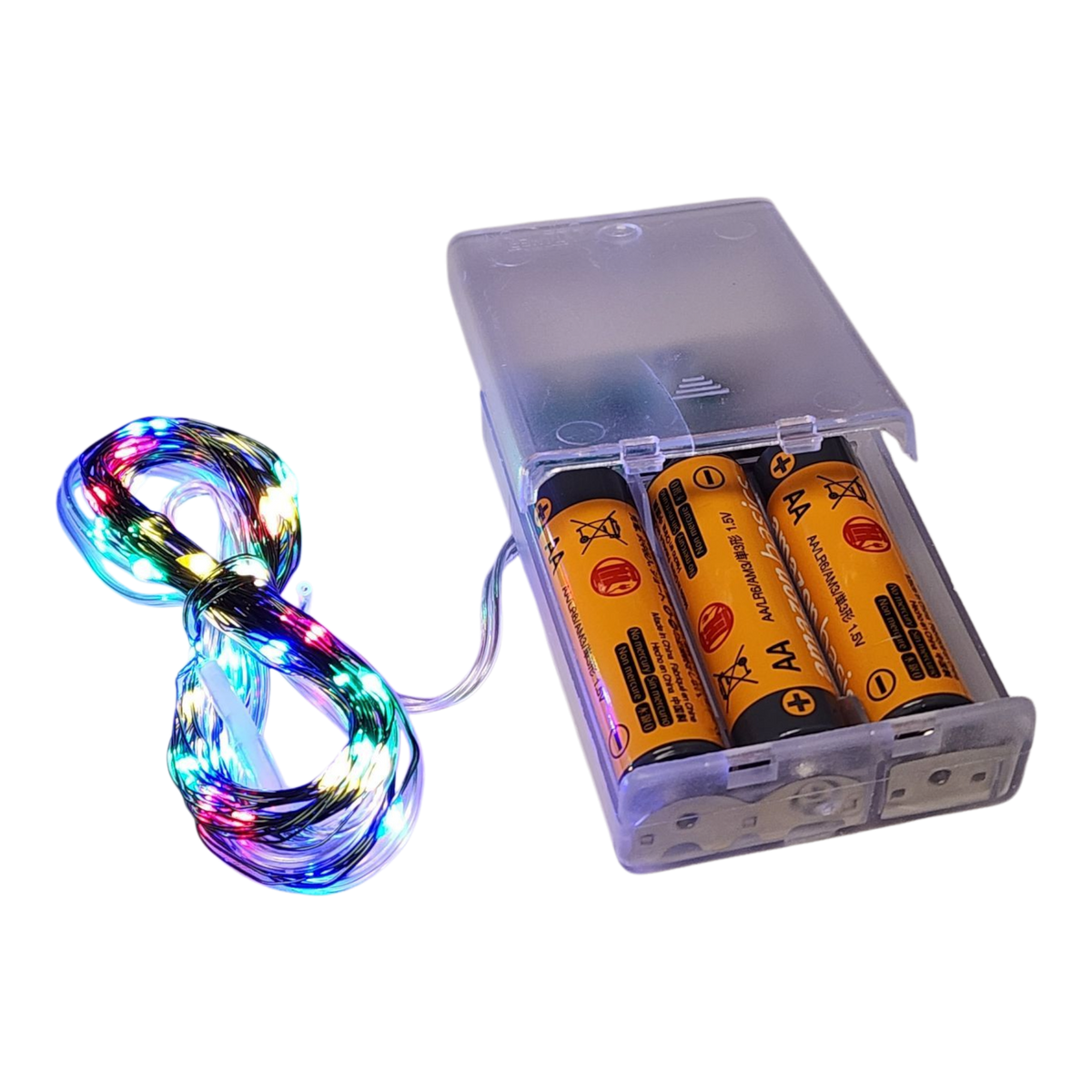 50-Light Battery-Operated Multicolored LED Green Wire Fairy Lights