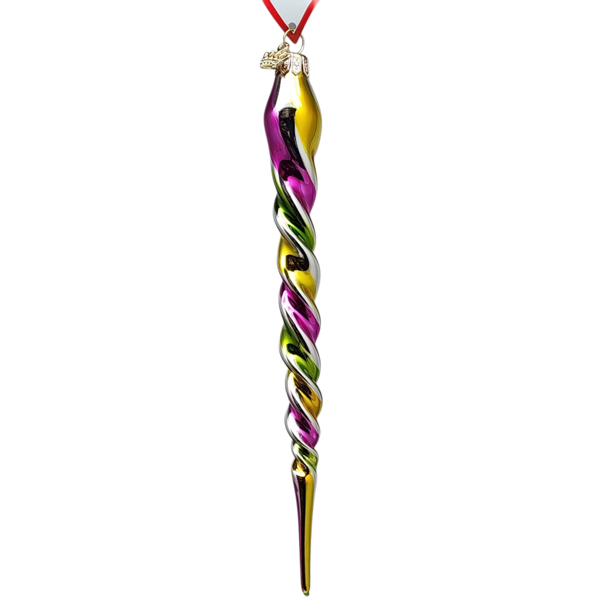 Rainbow Twister Glass Icicle -