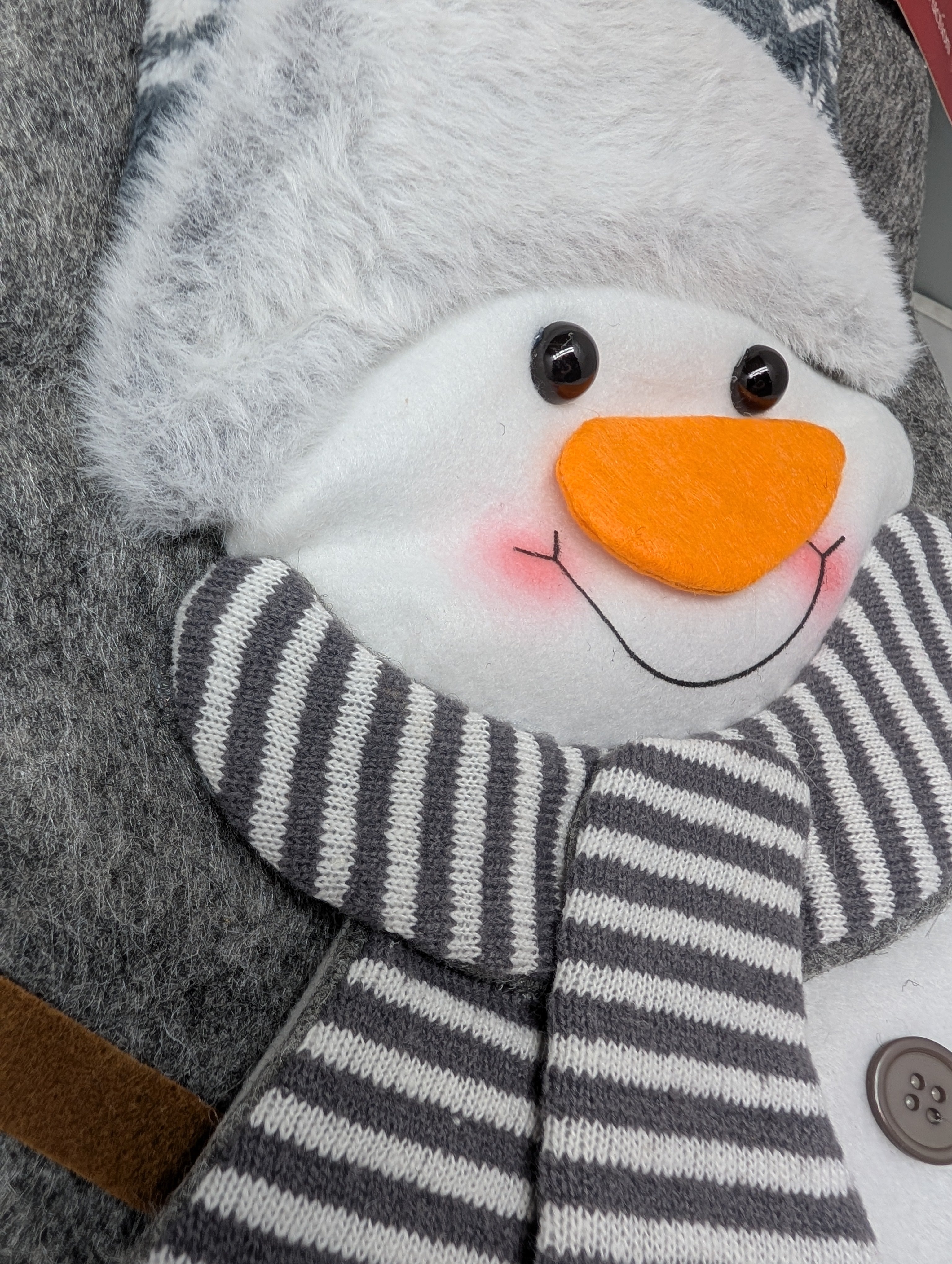 Grey Fabric Snowman Tree Skirt - 48 Inch