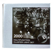 Cool White 2000 LED Multifunction Cluster Garland