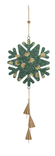 Oversized Snowflake Bell Ornament - Teal  Gold