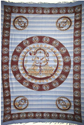 Tapestry Twin Size Overprint Madras Ganesh Blue by Homeportonline