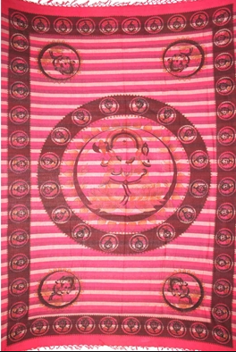 Tapestry Twin Size Overprint Madras Ganesh Red by Homeportonline
