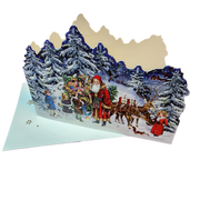 Diecut Santa And His Sleigh  Advent Card With Envelope