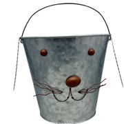 Galvanized Metal Bunny Design Bucket with Ears - Large